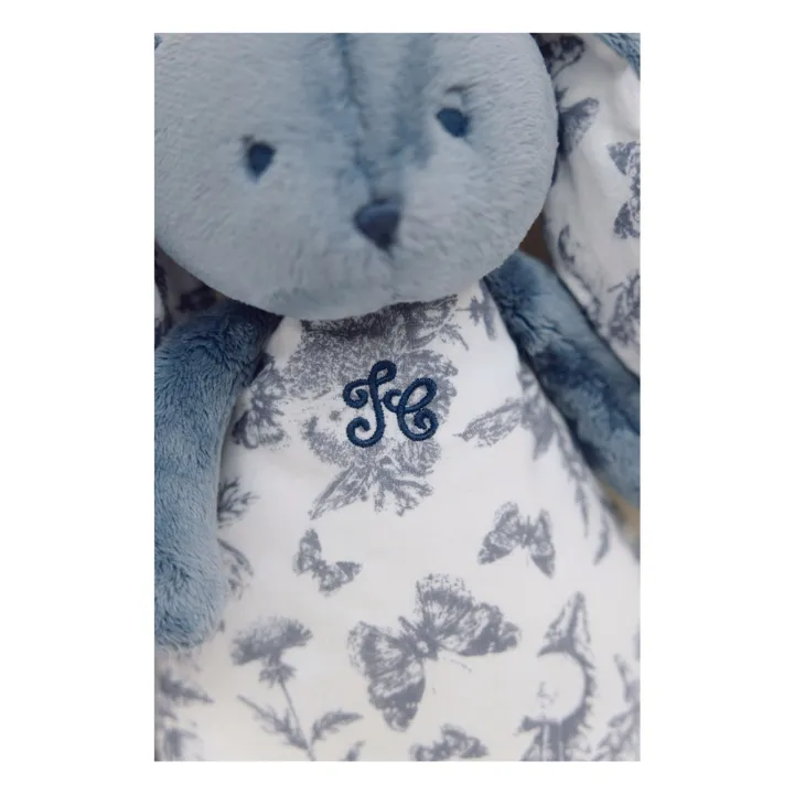 Peluche de noche del conejo Augustin Toile de Jouy | Azul- Imagen del producto n°1