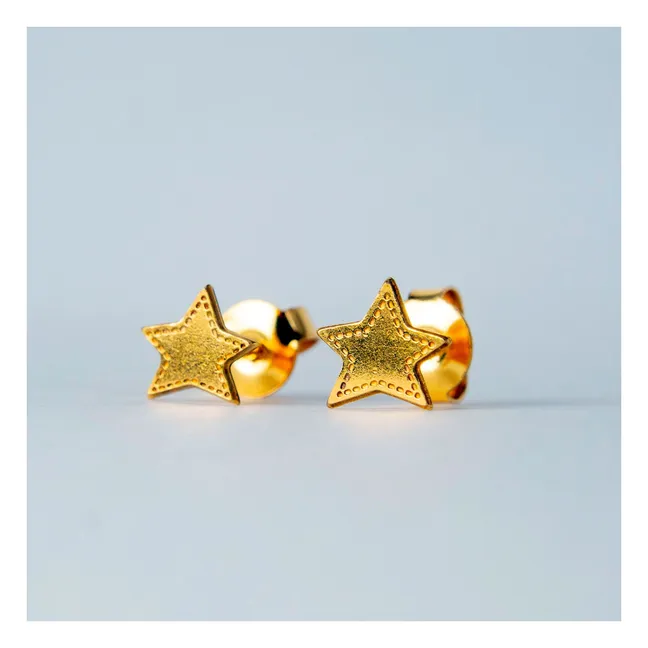 Boucles d'Oreilles Big Stars Denim | Doré