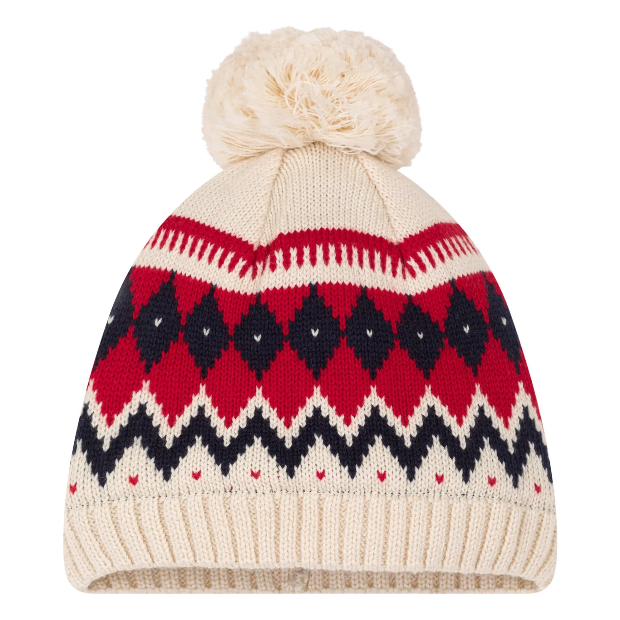 Petit Bateau Beige Baby Wool Jacquard Cap