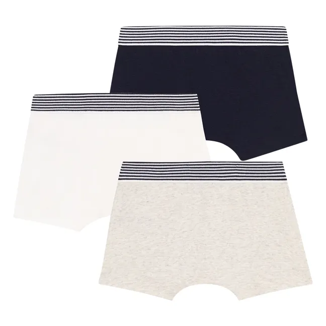 Set of 3 plain boxer shorts | Heather grey