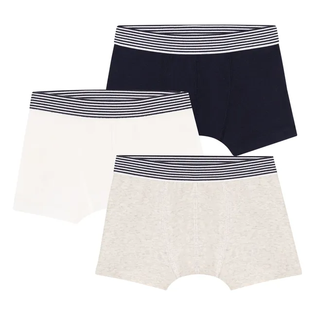 Set of 3 plain boxer shorts | Heather grey