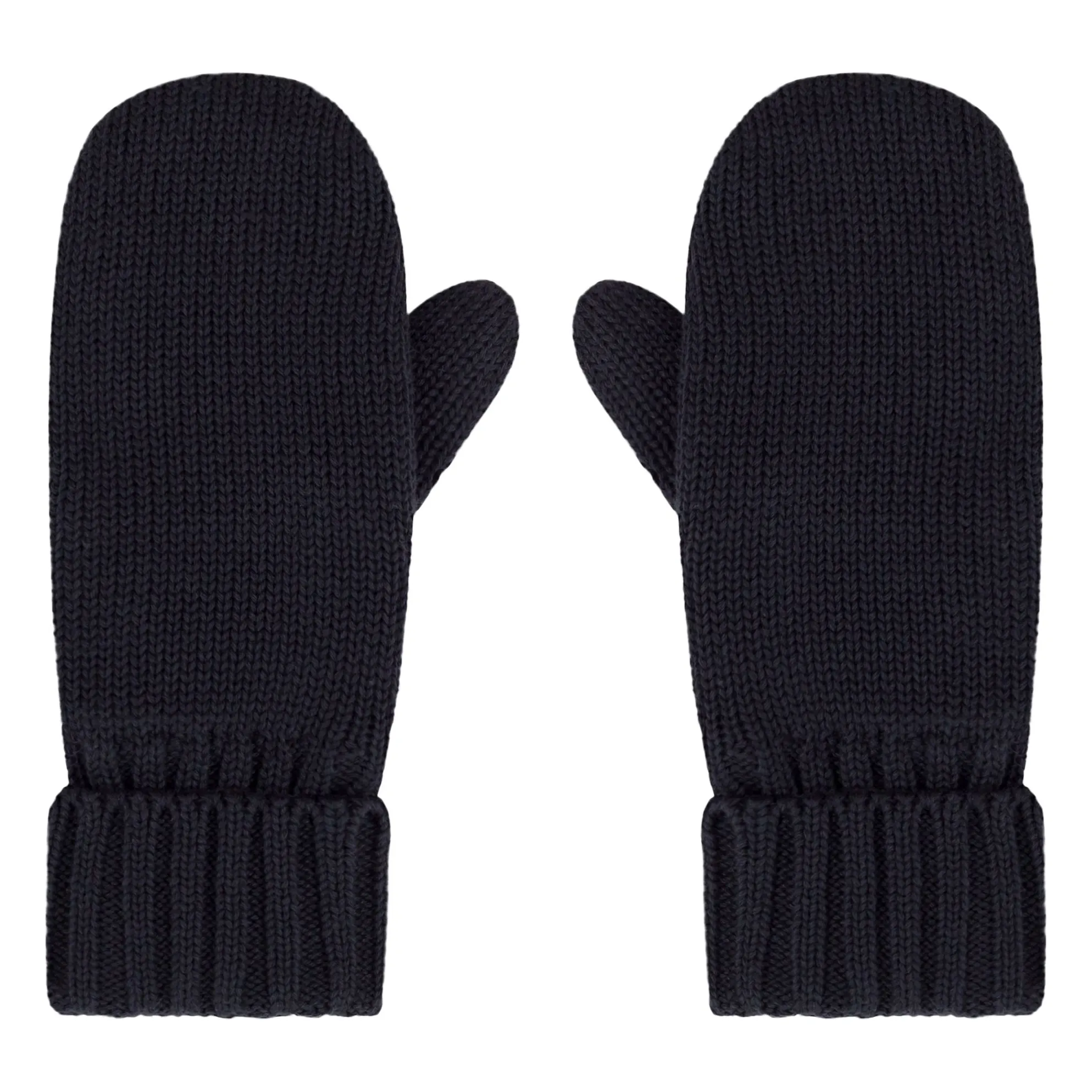 Petit Bateau Navy Blue Fleece-Lined Knit Mittens