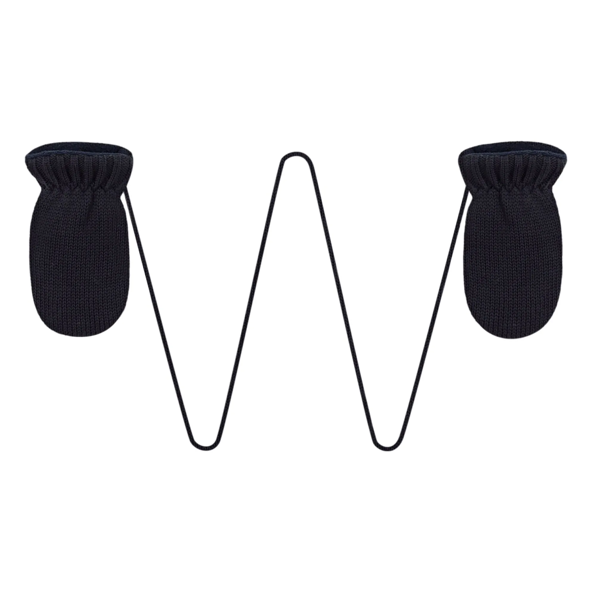 Petit Bateau Navy Blue Baby Fleece-Lined Knit Mittens