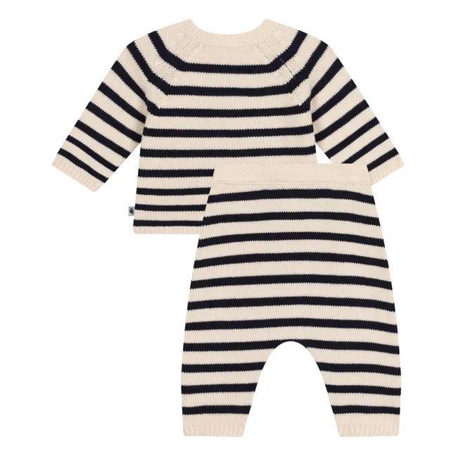 Set a righe in lana | Beige
