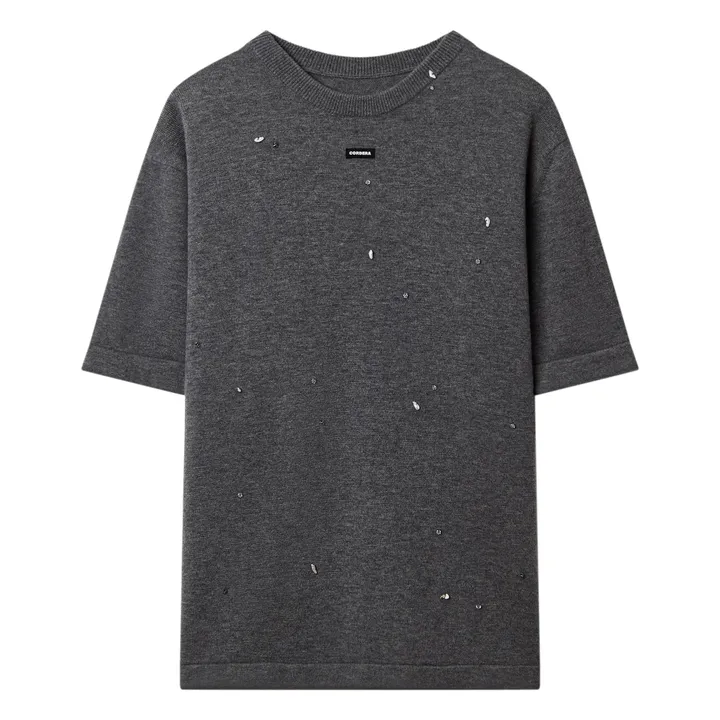 T-Shirt Perlen aus Merinowolle | Grau- Produktbild Nr. 0
