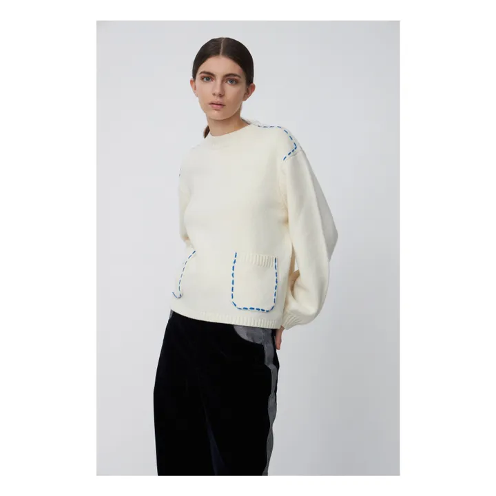 Bestickter Pullover aus Wolle | Seidenfarben- Produktbild Nr. 1