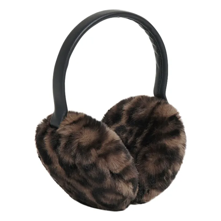 Cache-Oreilles Esme Léopard Fibres Recyclées | Marron- Image produit n°0