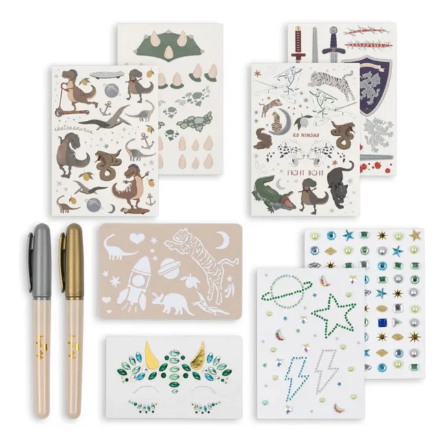 Set de tatuajes temporales y joyas faciales | Verde