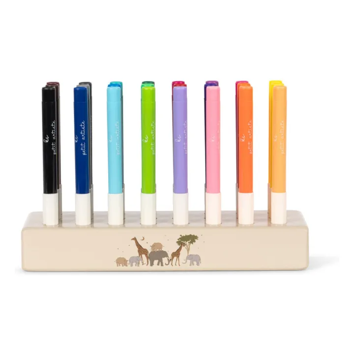 Felt pens and FSC wood stand | Beige- Product image n°0