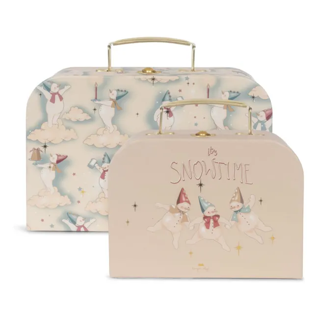 Petites valises en carton Let it snow - Set de 2 | Beige