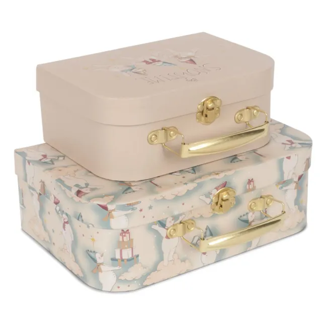 Petites valises en carton Let it snow - Set de 2 | Beige