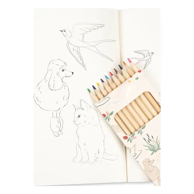 Libro para colorear y lápices de colores Mizumi | Crudo