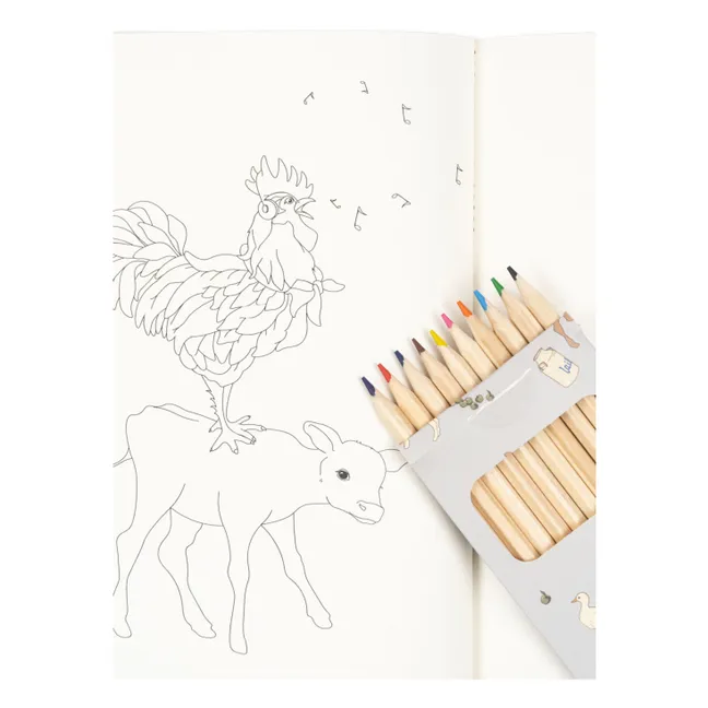 Libro para colorear y lápices de colores | Azul
