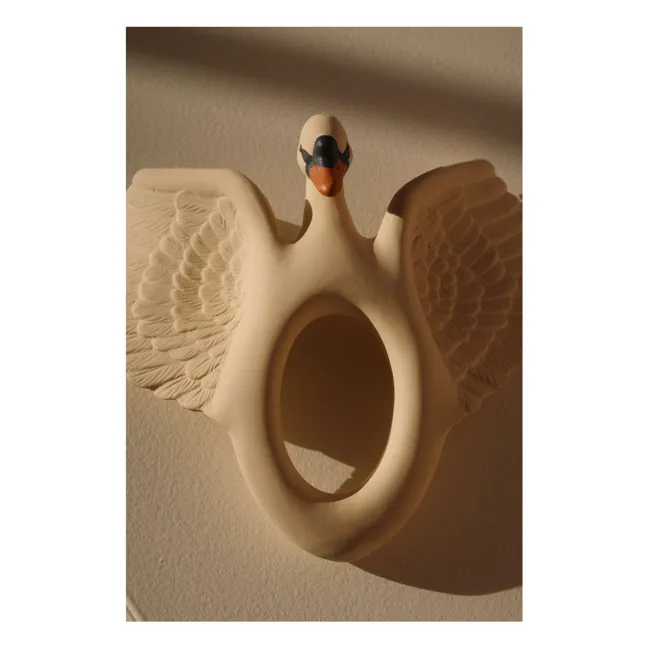 Anello da dentizione in gomma naturale Swan | Bianco