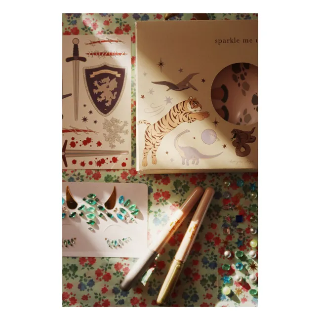 Set of temporary tattoos and face jewelry | Green