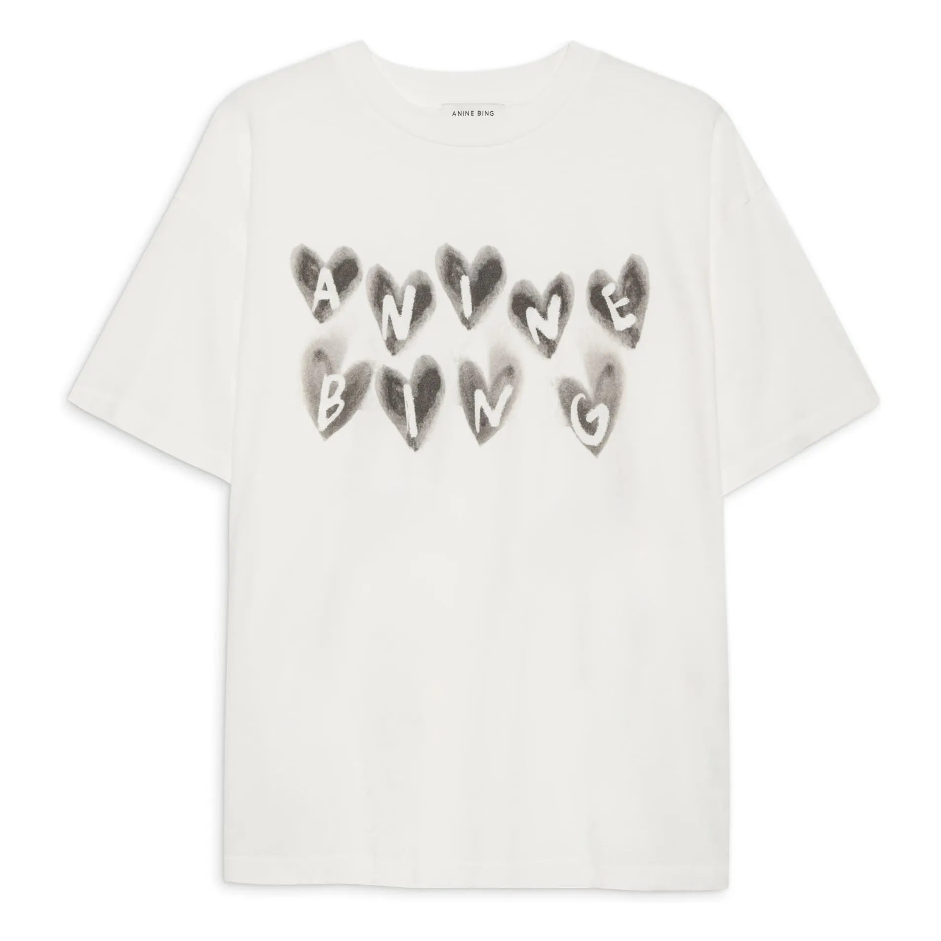 Anine Bing Ivory Cade Hearts T-Shirt