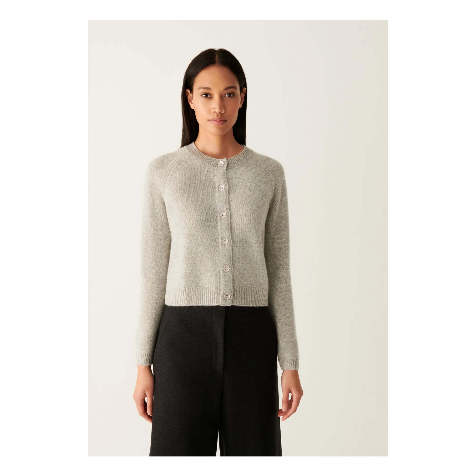 Cardigan Manches Raglan Cachemire | Gris argent- Image produit n°1
