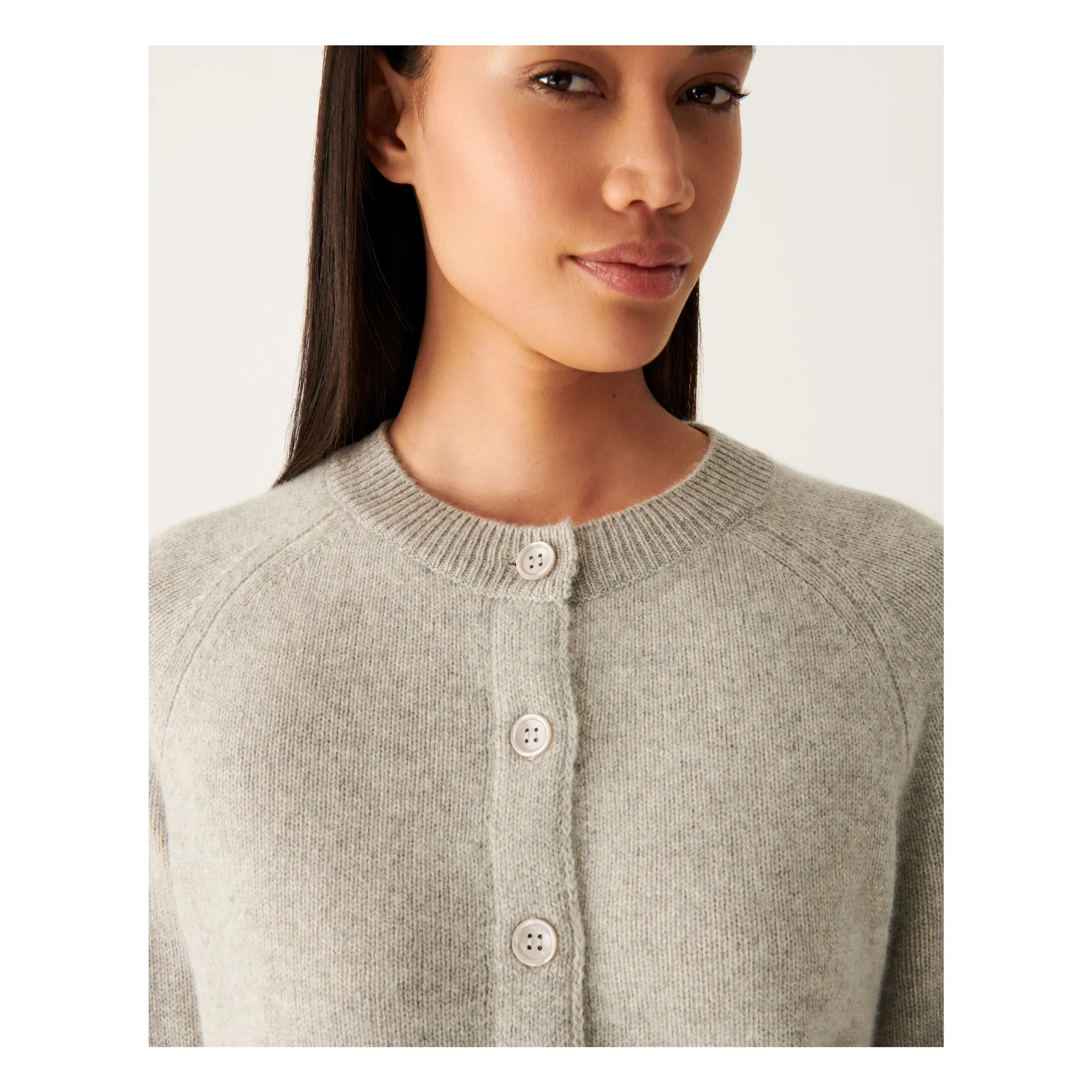 Cardigan Manches Raglan Cachemire | Gris argent- Image produit n°2