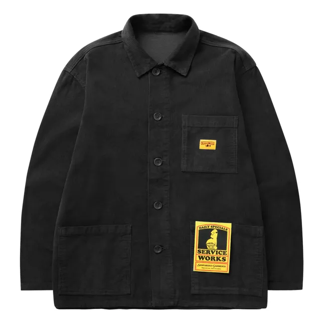 Jacke Velours Coverall Bio-Baumwolle | Schwarz