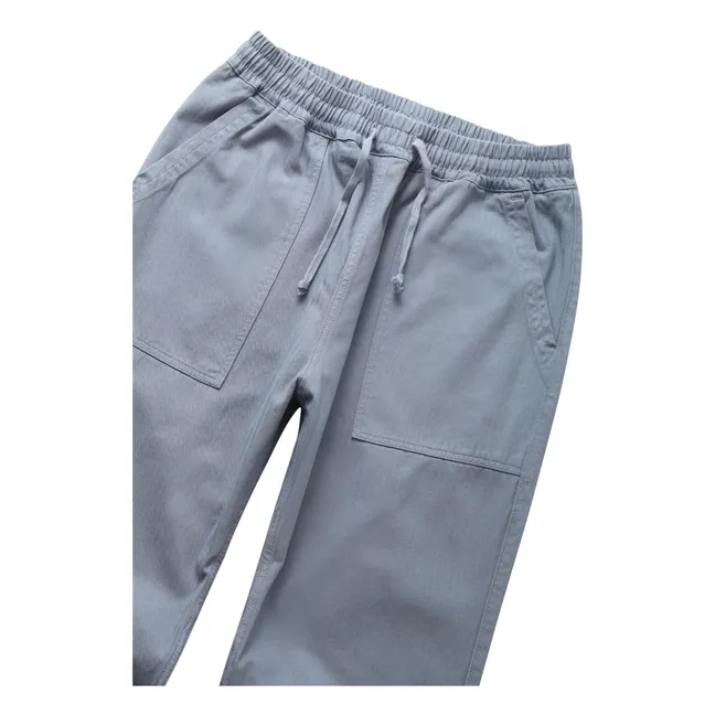 Pantaloni a spina di pesce da cuoco in cotone biologico | Blu