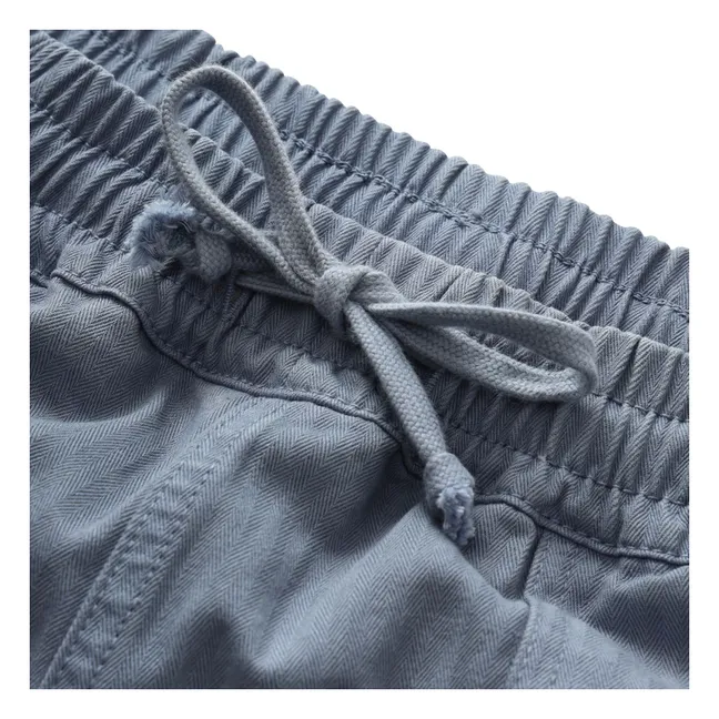 Pantaloni a spina di pesce da cuoco in cotone biologico | Blu