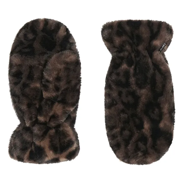 Moufles Coco Léopard Fibres Recyclées | Marron- Image produit n°0