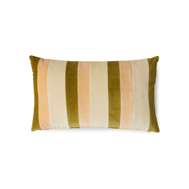 Coussin rayé en velours | Crème- Image produit n°6