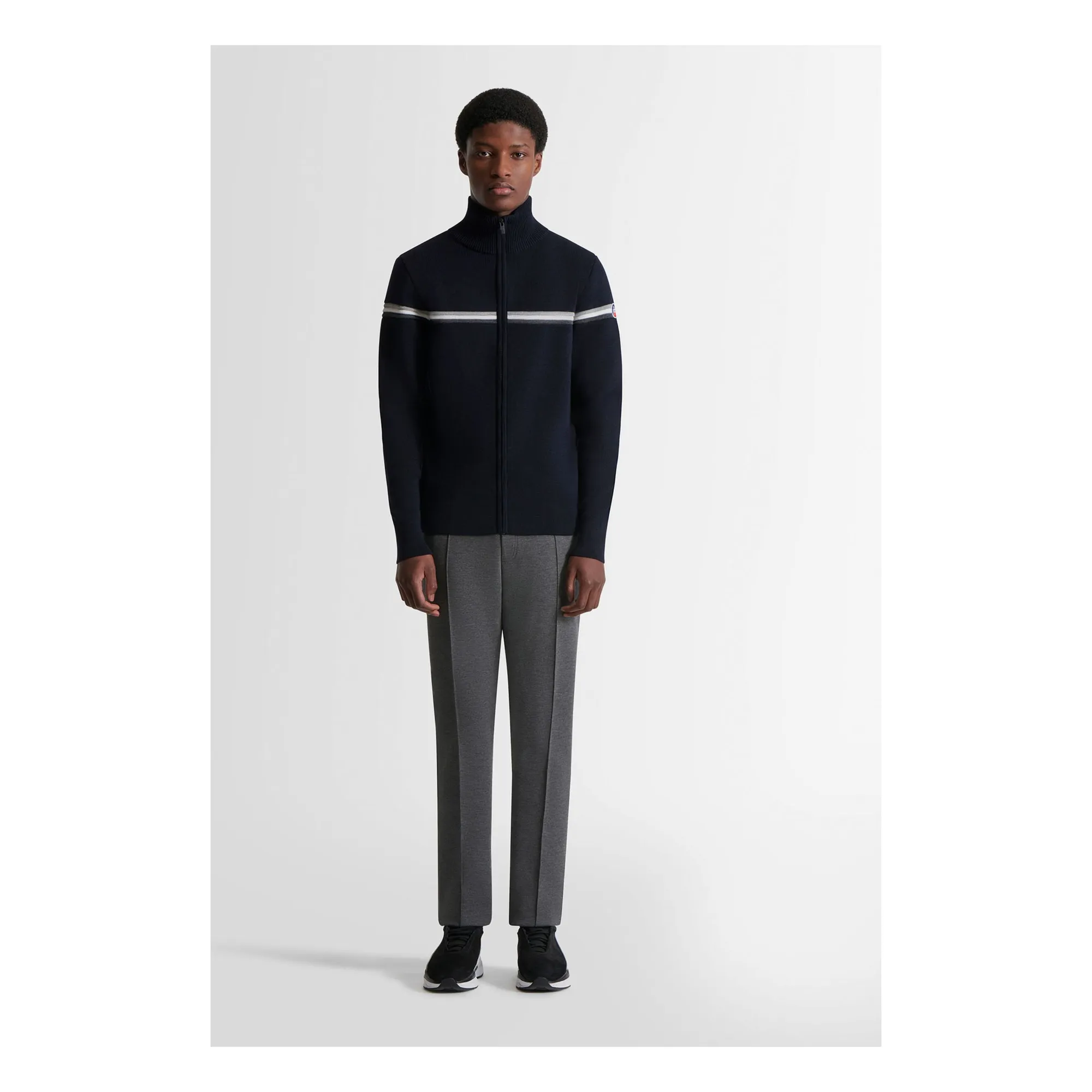 Fusalp Navy Blue Wengen Fiz Ii Merino Wool Zip Sweat Top