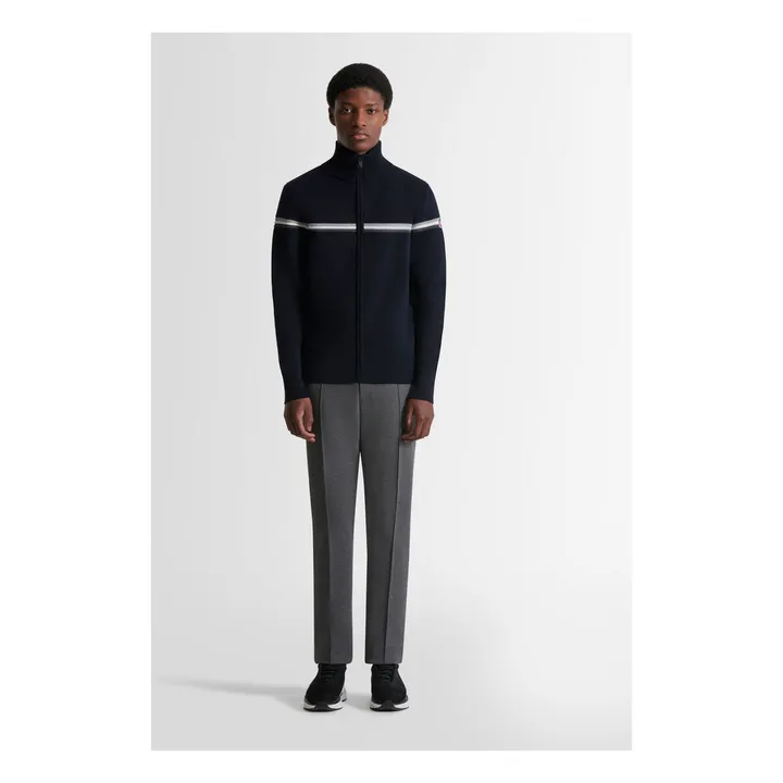 Wengen Fiz II Maglia con zip in lana merino | Blu marino- Immagine del prodotto n°0