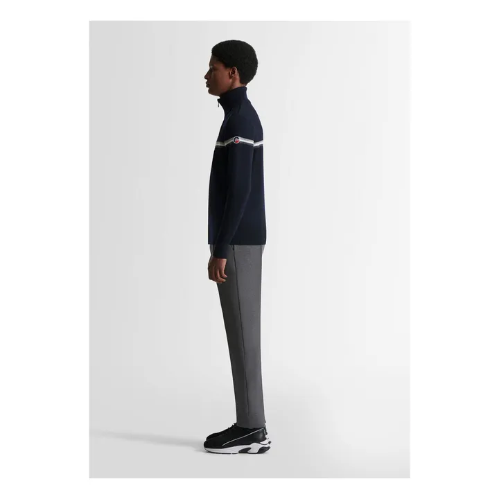 Wengen Fiz II Maglia con zip in lana merino | Blu marino- Immagine del prodotto n°1