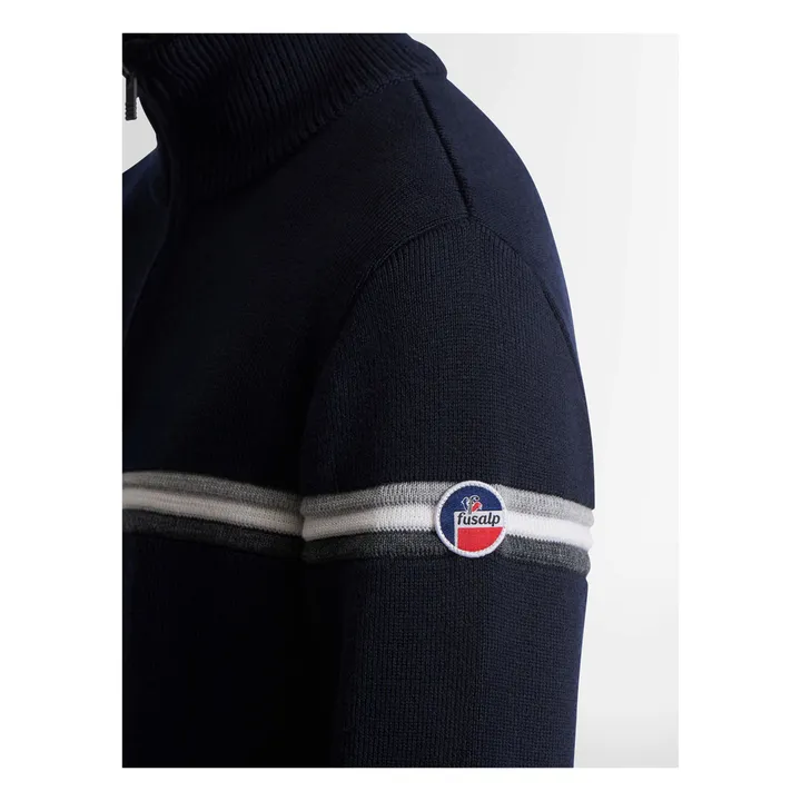 Wengen Fiz II Maglia con zip in lana merino | Blu marino- Immagine del prodotto n°3