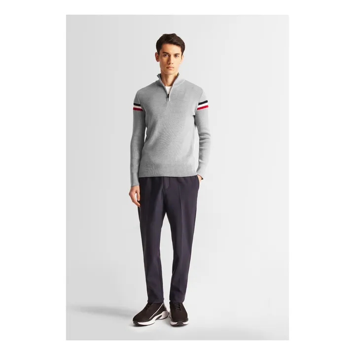 Felpa con zip in lana merino Wengen IV | Grigio- Immagine del prodotto n°1