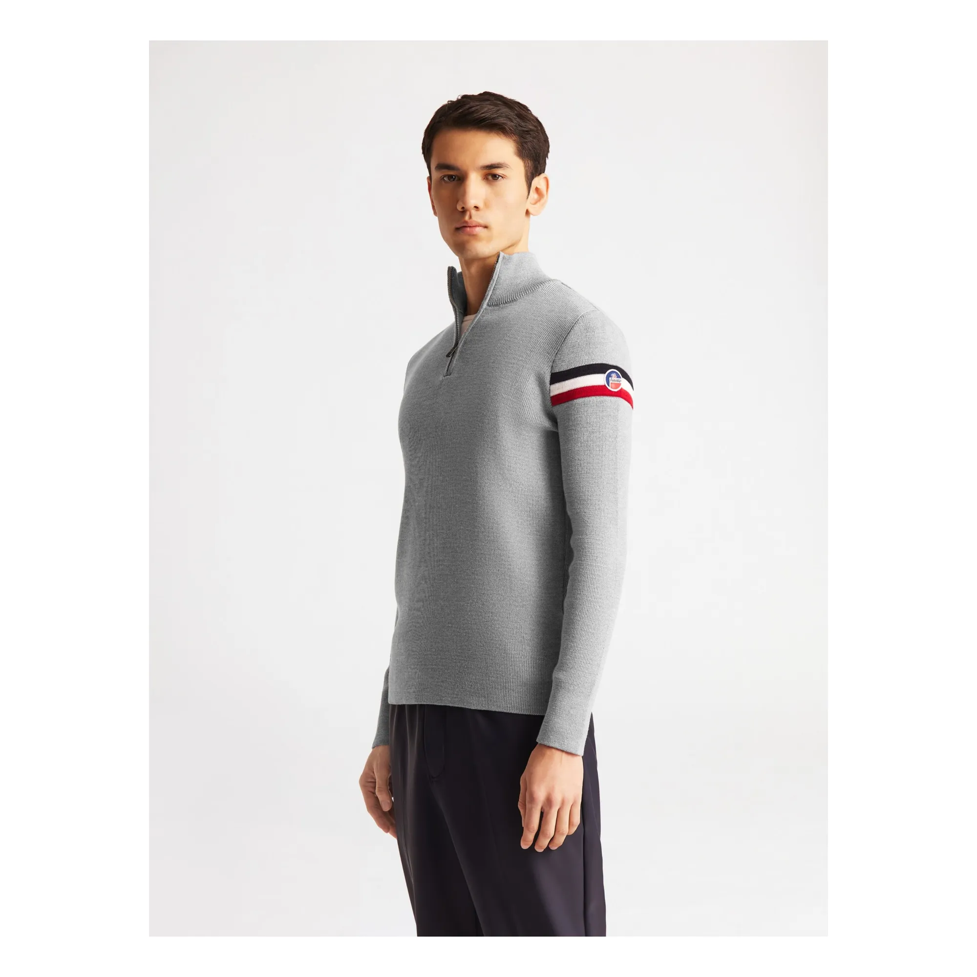 Fusalp Grey Wengen Iv Merino Wool Zip Sweat Top