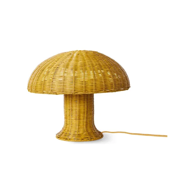 Tischlampe aus Korbweide | Senffarben