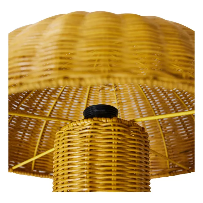 Tischlampe aus Korbweide | Senffarben