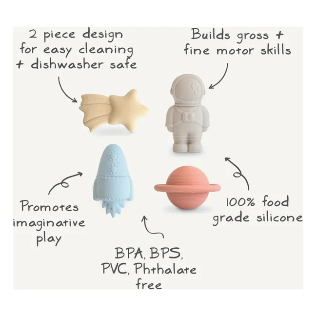Espace bath toys - Set of 4