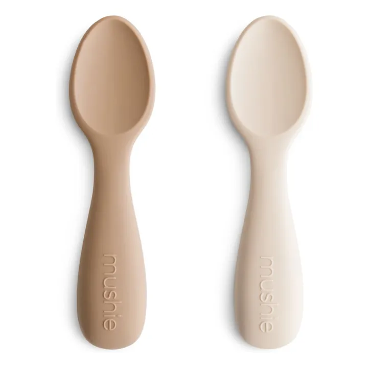 Couverts d'apprentissage en silicone | Beige- Image produit n°0