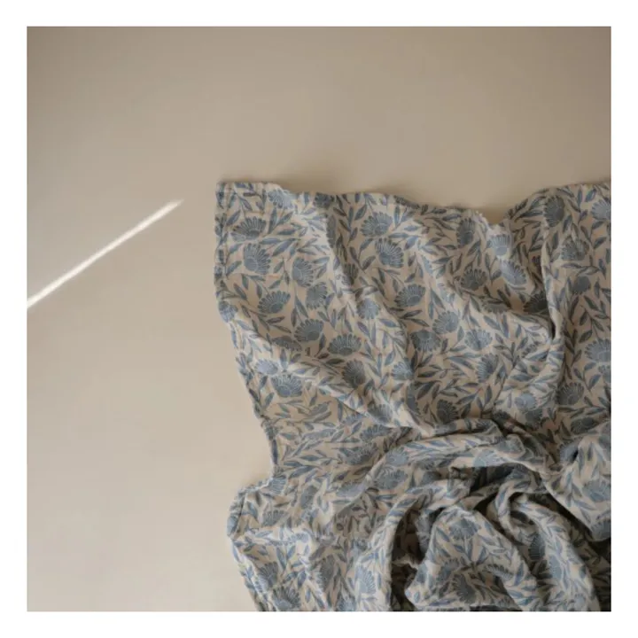 Lange d'emmaillotage Blue Flowers | Bleu- Image produit n°3