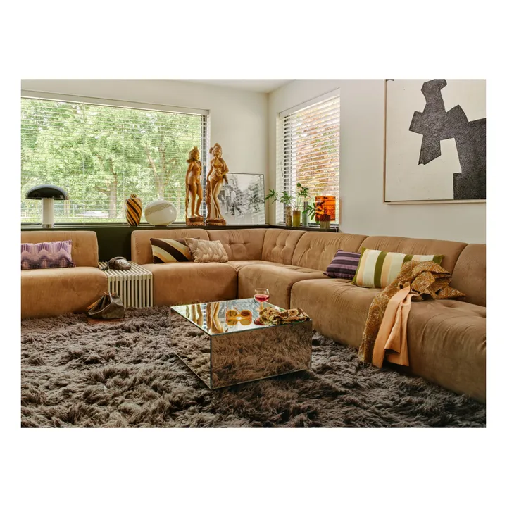 Coussin rayé en velours | Crème- Image produit n°5