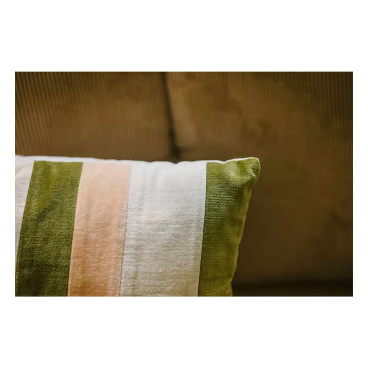 Coussin rayé en velours | Crème- Image produit n°2