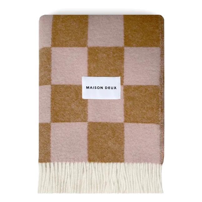 Damier wool blanket | Terracotta