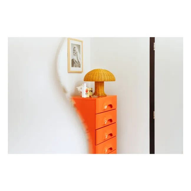 Tischlampe aus Korbweide | Senffarben