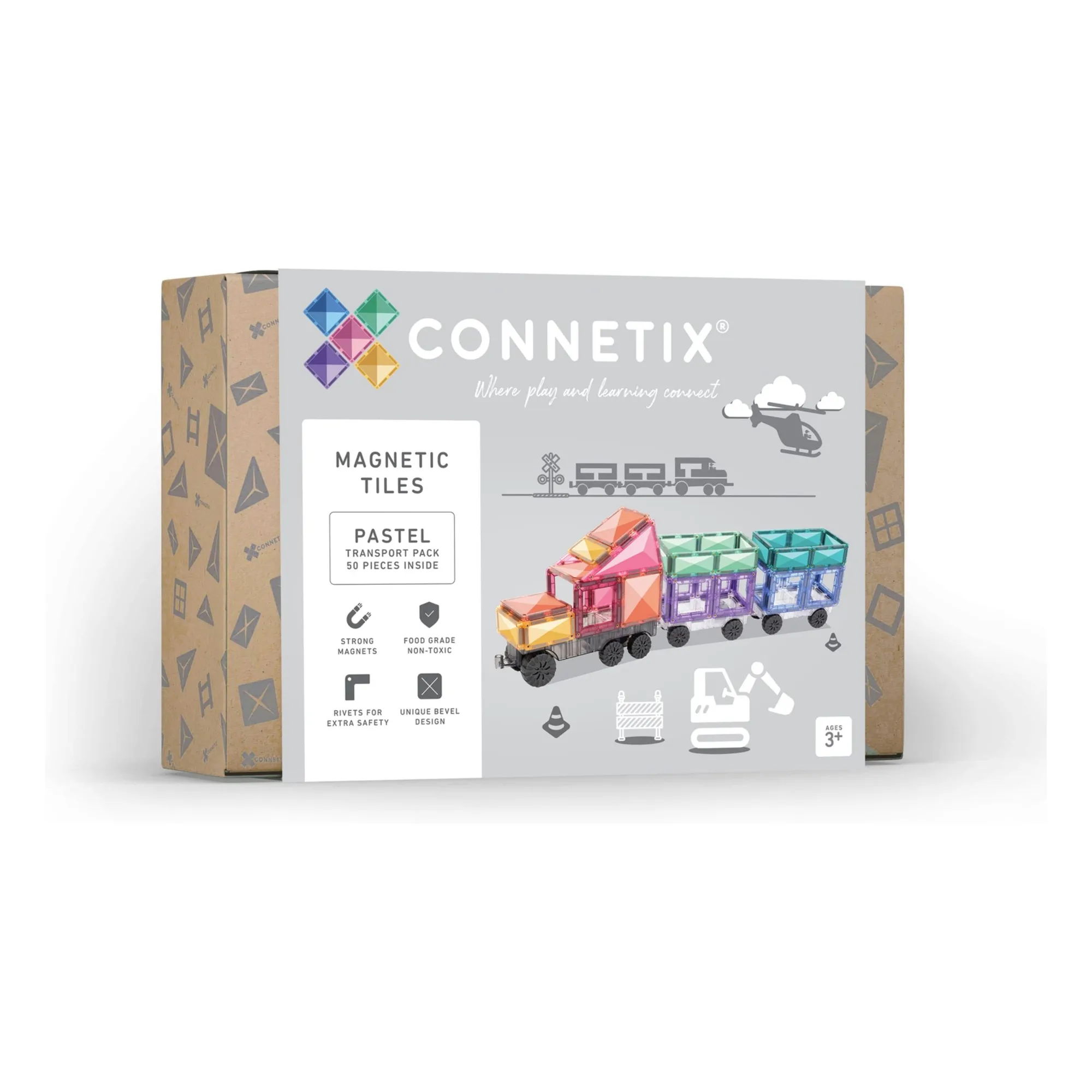 Connetix Pastel Transport Pack - 50 Pieces