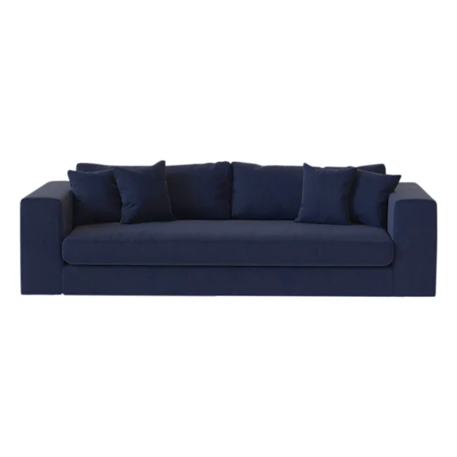 Canapé 3 places Bellechasse en velours brut - 245 cm | Bleu marine