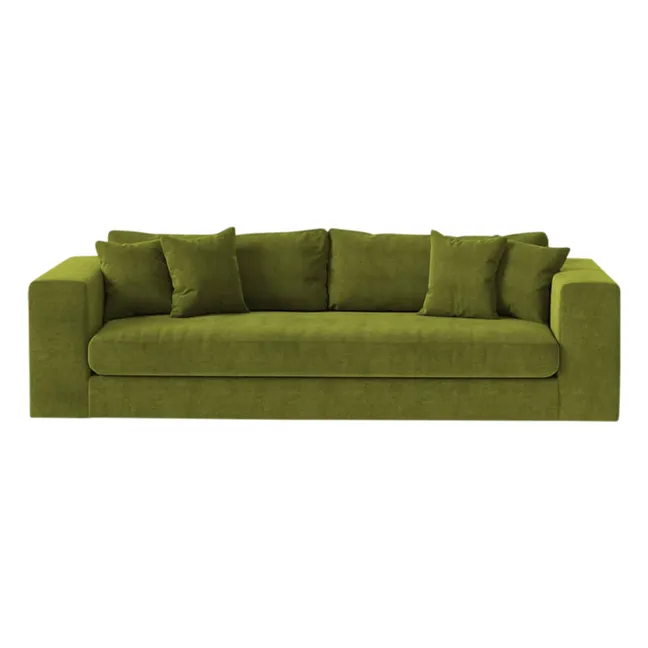 Canapé 3 places Bellechasse en velours brut - 245 cm | Vert mousse