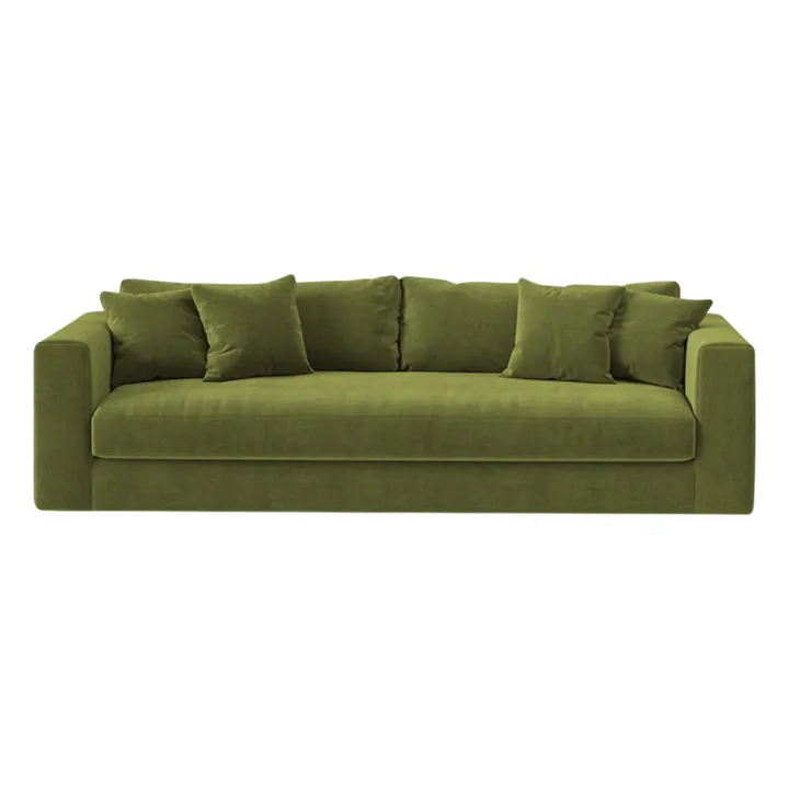 Canapé 3 places Bellechasse light en velours brut - 240 cm | Vert mousse- Image produit n°0