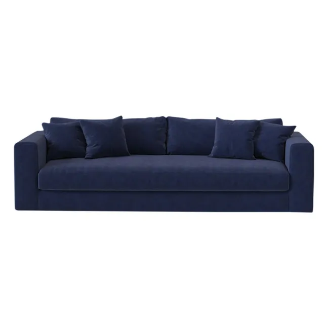 Canapé 3 places Bellechasse light en velours brut - 240 cm | Bleu marine