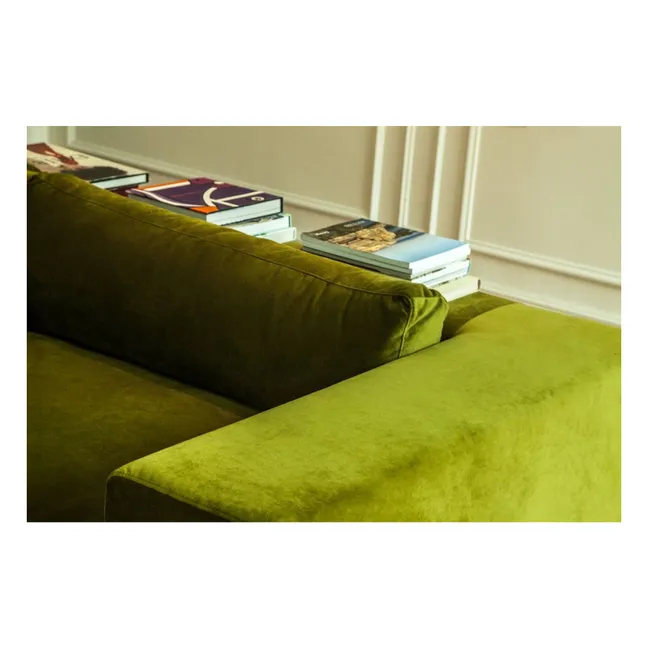 Canapé 4 places Bellechasse en velours brut - 275 cm | Vert mousse
