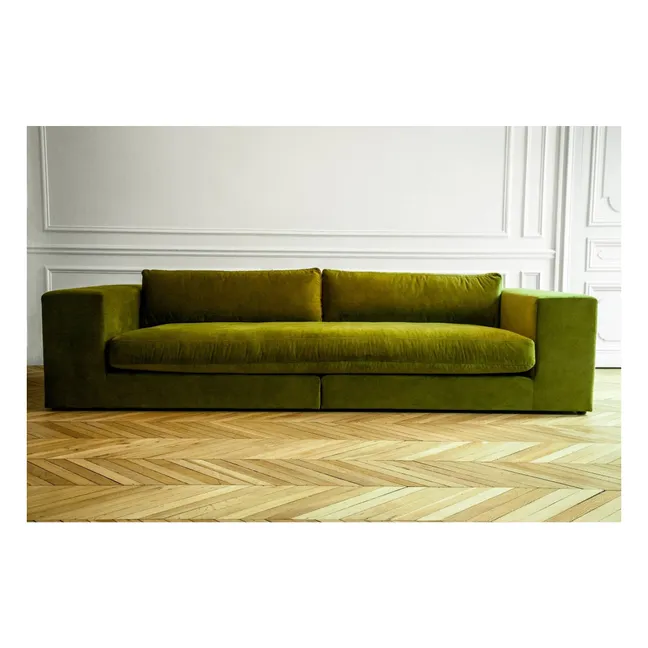 Canapé 4 places Bellechasse en velours brut - 275 cm | Vert mousse