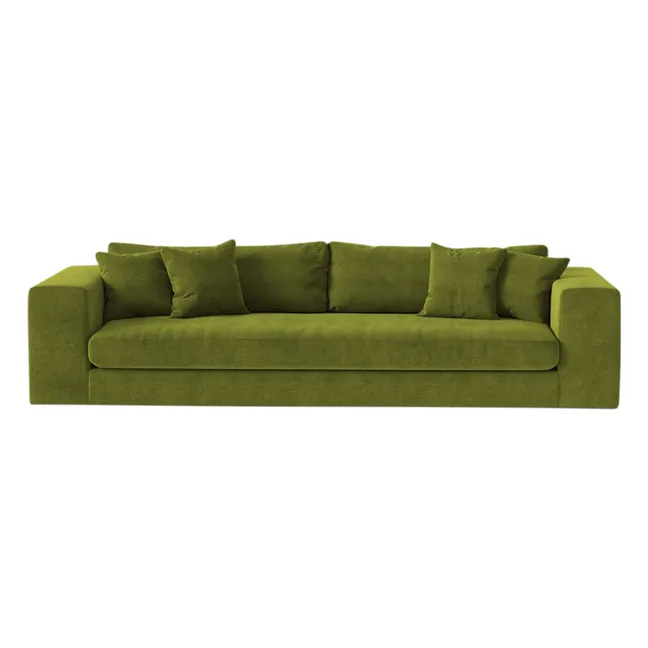 Canapé 4 places Bellechasse en velours brut - 275 cm | Vert mousse
